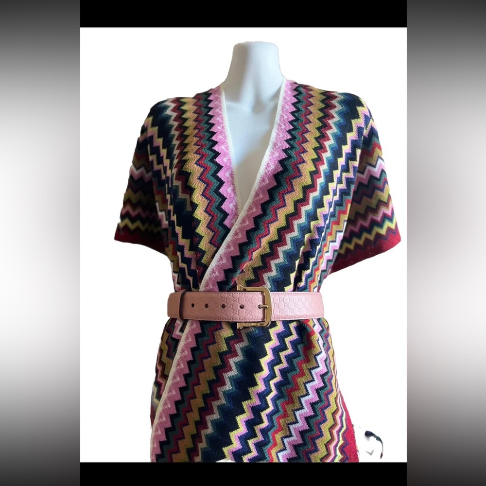 Missoni Chevron Print Wool Blend Ruana Outer Shawl Multi Color